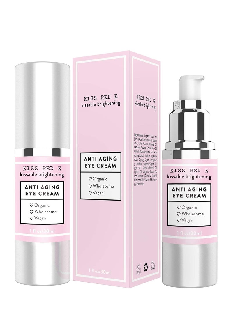 KissRedE Anti-Aging Eye Cream for Dark Circles, Puffiness, Fine Lines, and Wrinkles - Fragrance-Free, 1 Fl Oz