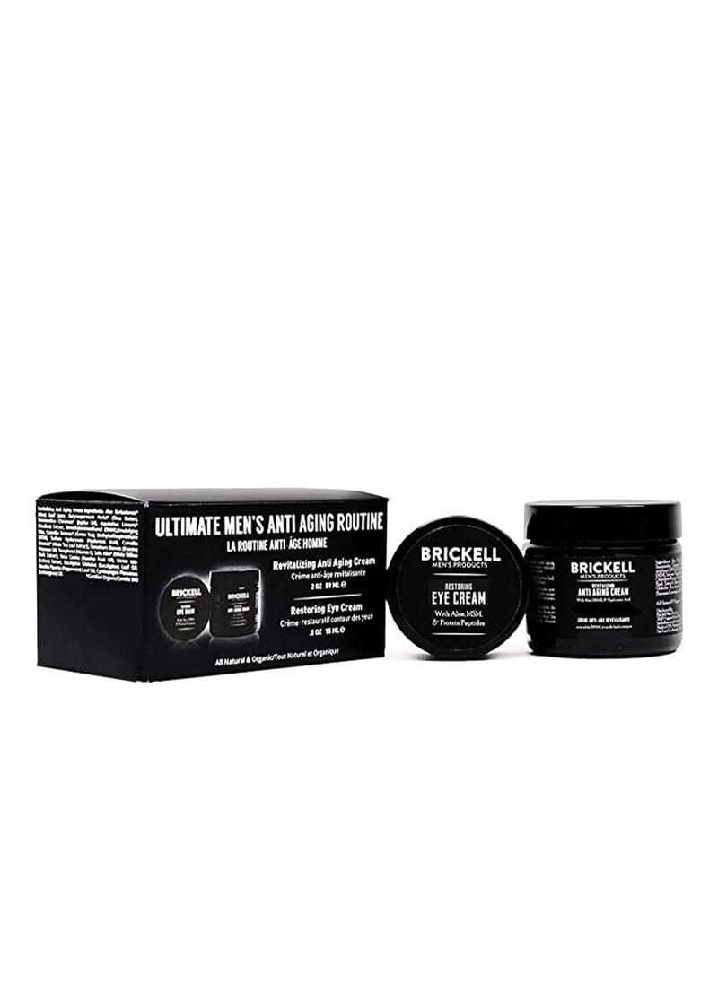 Brickell Men's Ultimate Anti-Aging Routine, Anti-Wrinkle, Night Face Cream and Eye Cream to Reduce Puffiness, Wrinkles, Dark Circles, Under Eye Bags, Natural and Organic, Unscented