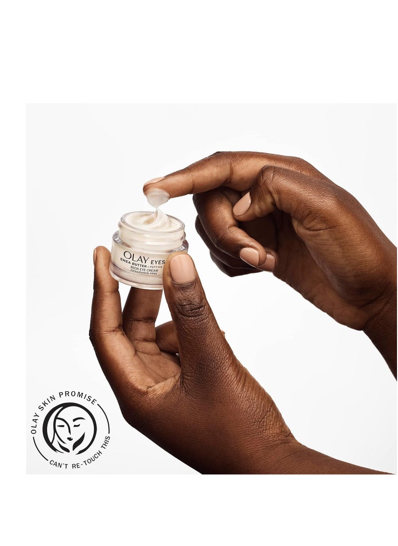 Olay Eyes Shea Butter+Peptide 24 Rich Eye Cream, Fragrance Free, 0.5 oz.