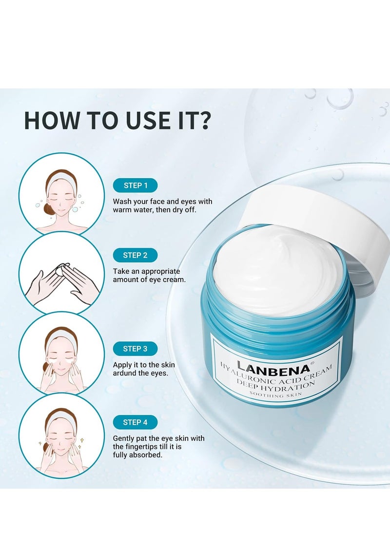 LANBENA Eye Cream for Wrinkles, Anti-Aging Eye Cream with Hyaluronic Acid, Reduce Fine Lines, Firm Eye Skin, Puffy Eyes and Dark Circles Treatments