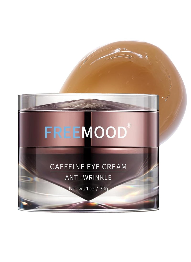 FREEMOOD Eye Cream for Dark Circles,Anti-Aging Under Eye Cream with Caffeine,Hyaluronic Acid to Fight Fine Lines,Hydrating Eye Care Serum,1 fl.oz