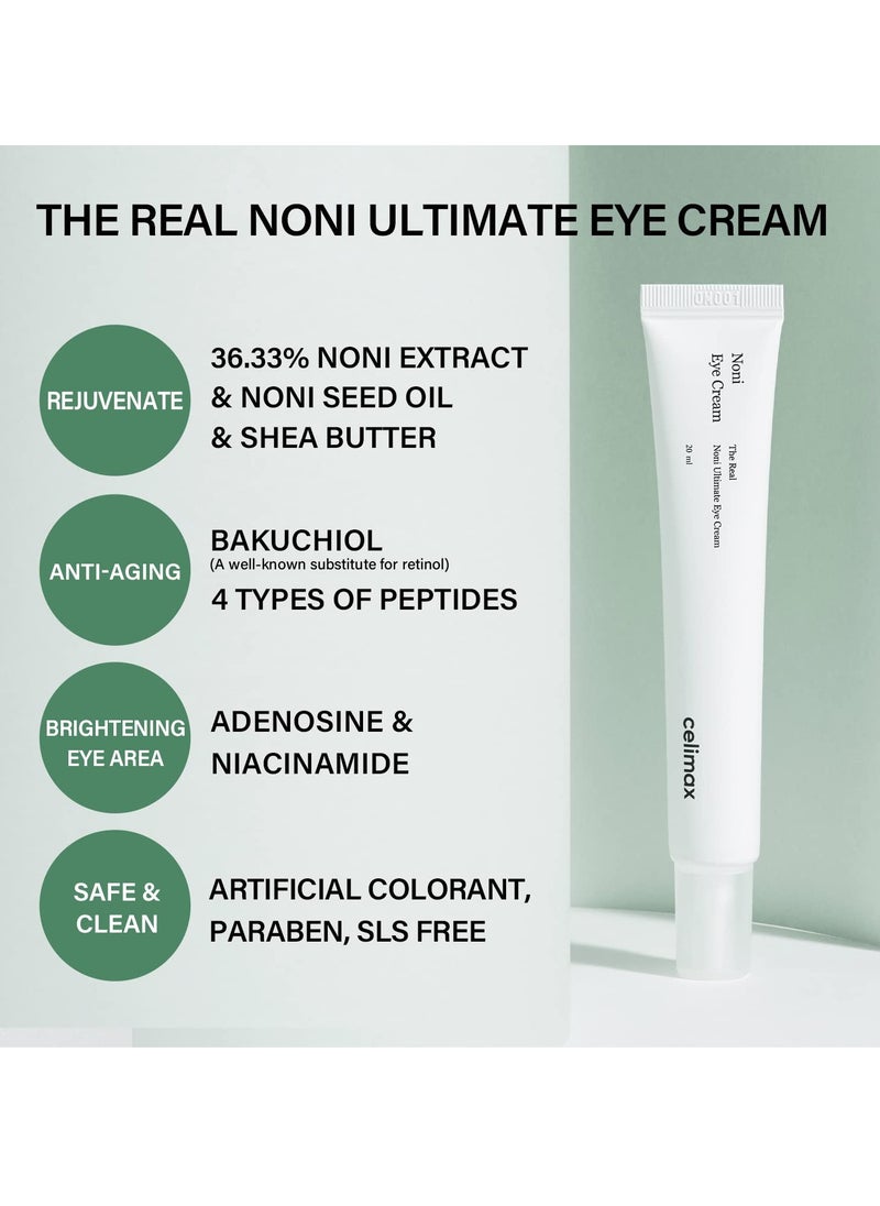 celimax Real Noni Eye Cream | with Noni Extract & Bakuchiol (Retinol), For Wrinkle, Crows Feet & Under Eye, Dark Circles, Hydrating, Sensitive For Skin, 20ml