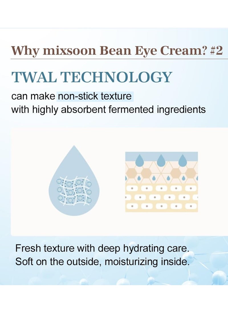 mixsoon Bean Eye cream Moisturizer With Mild Soothing Beans Korean Skin Care 0.67 fl. oz. / 20ml