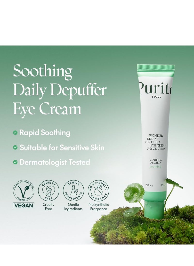 PURITO Centella Unscented Eye Cream, Korean Centella, for Sensitive Skin, Soothing, Facial Eye Cream for face, Dark Circles, Wrinkles, Puffiness, K-Beauty, Vegan & Cruelty-Free, 30ml 1fl.oz