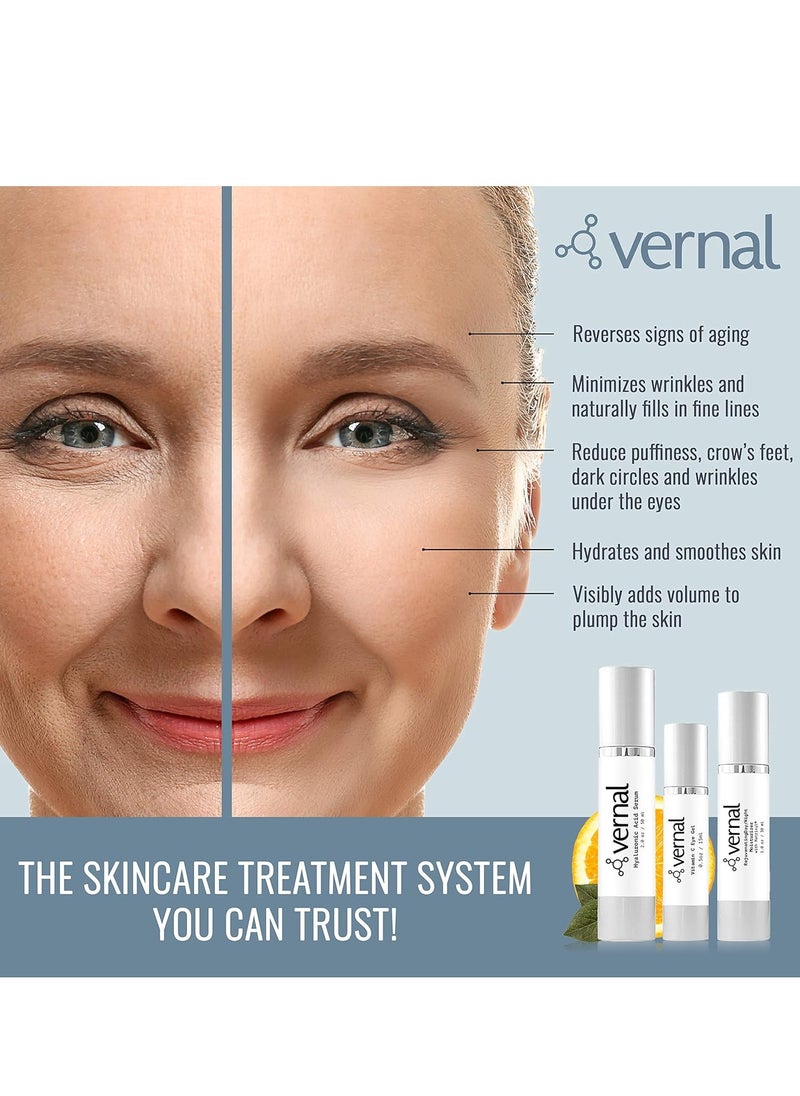 Vernal Anti Wrinkle Eye Cream - Vitamin C and Hyaluronic Acid Infused Collagen Eye Cream, Dark Circle Depuffing Eye Bag Cream for Dark Circles, Puffiness, Under Eye Bags, Crows Feet & Fine Lines