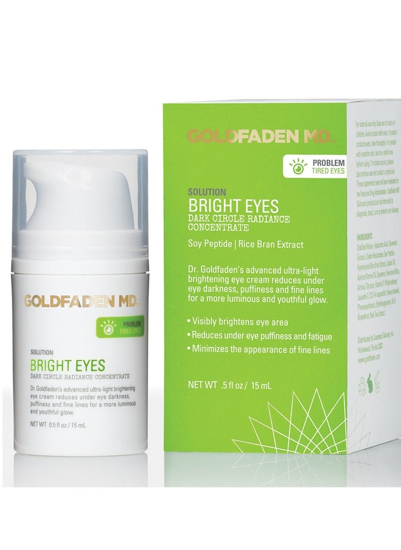 GOLDFADEN MD Bright Eyes Dark Circle Concentrate Brightening Eye Cream w/Soy Peptide, Rice Bran Extract & Arnica | May Reduce Under Eye Darkness, Puffiness & Fine Lines for a More Youthful Glow
