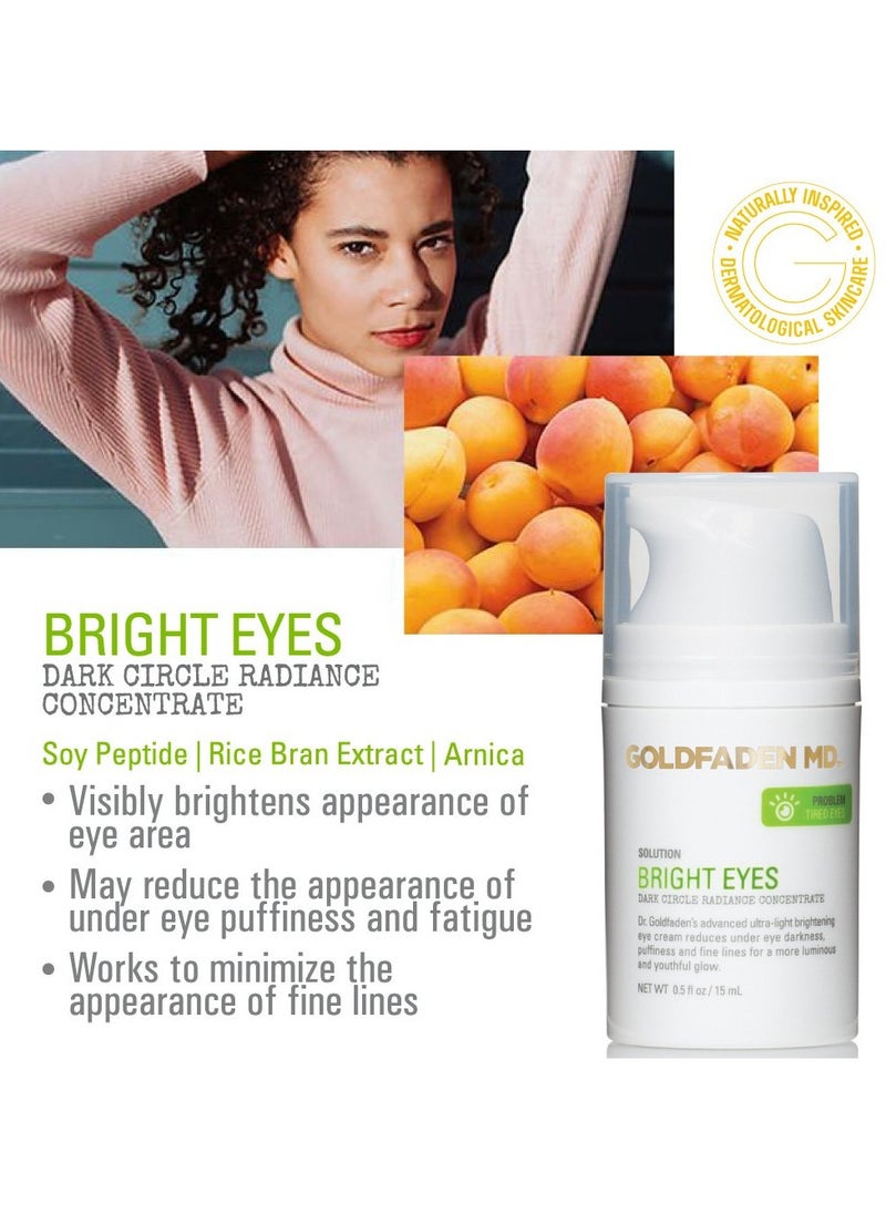GOLDFADEN MD Bright Eyes Dark Circle Concentrate Brightening Eye Cream w/Soy Peptide, Rice Bran Extract & Arnica | May Reduce Under Eye Darkness, Puffiness & Fine Lines for a More Youthful Glow