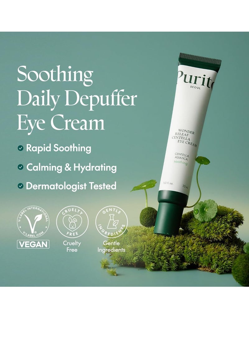 PURITO Centella Eye Cream, Korean Centella, for Sensitive Skin, Soothing, Facial Eye Cream for face, Dark Circles, Wrinkles, Puffiness, K-Beauty, Vegan & Cruelty-Free, 30ml 1fl.oz