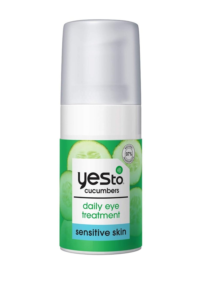 Yes To Cucumber Daily Eye Treatment, Moisturizing Quick-Absorbing Treatment For Under-Eye Skin To De-Puff & Hydrate, With Caffeine Compound & Evodia Fruit Extract, Natural & Cruelty Free, 0.5 Fl Oz
