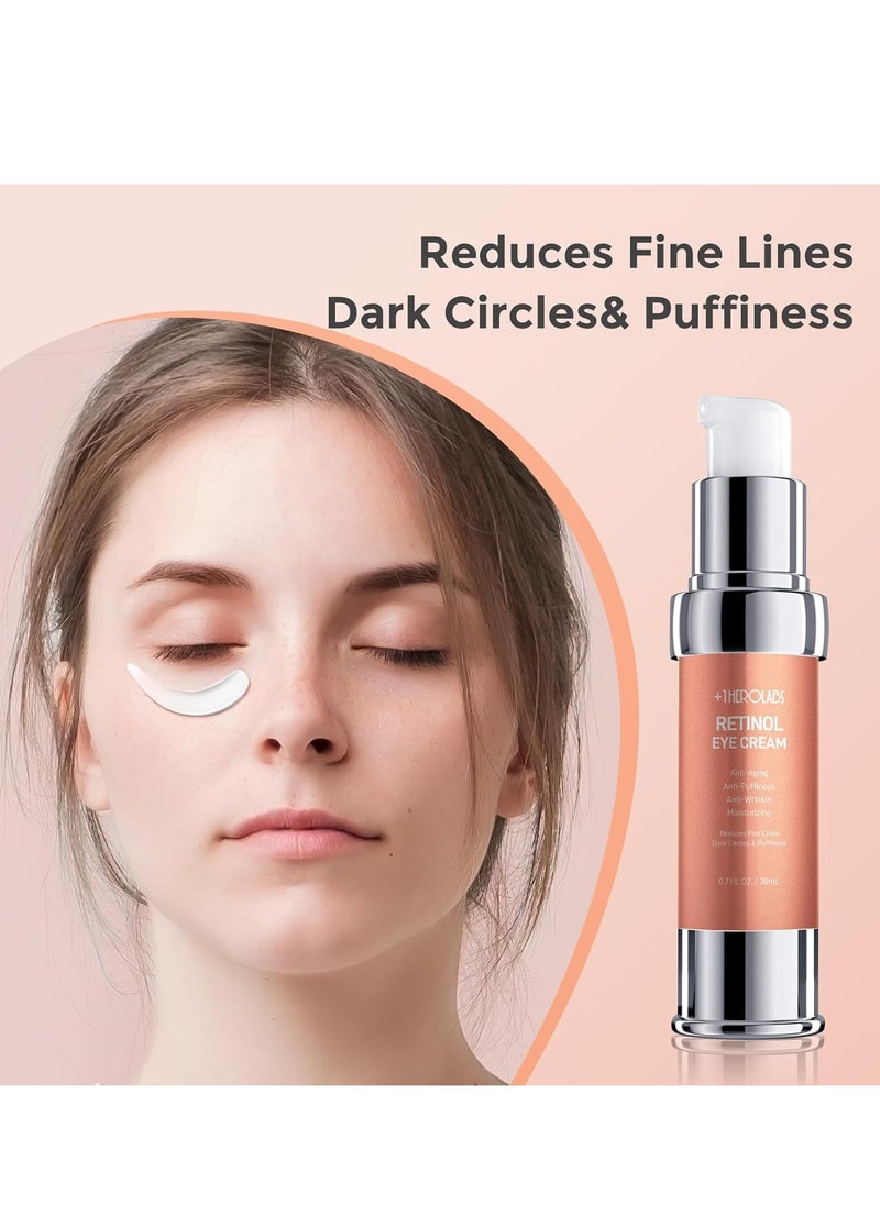 Retinol Eye Cream for Dark Circles and Puffiness, Anti Aging Under Eye Cream with Hyaluronic Acid, Retinol & Collagen to Fight Fine Lines, Wrinkles & Dark Spots