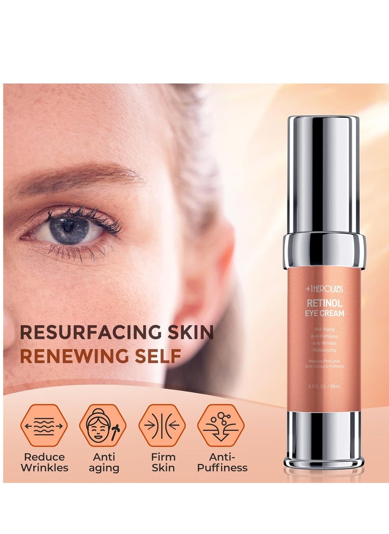 Retinol Eye Cream for Dark Circles and Puffiness, Anti Aging Under Eye Cream with Hyaluronic Acid, Retinol & Collagen to Fight Fine Lines, Wrinkles & Dark Spots