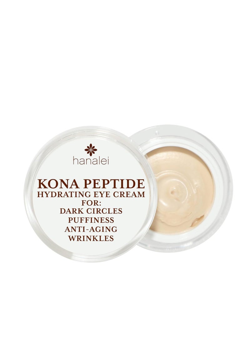 Hanalei Kona Peptide Eye Cream with Caffeine – Reduces Wrinkles, Puffiness, Dark Circles, Hydrating, Smoothing, Revitalizing Formula with Hawaiian Botanicals and Peptides – Cruelty-Free, Vegan, 0.5 oz