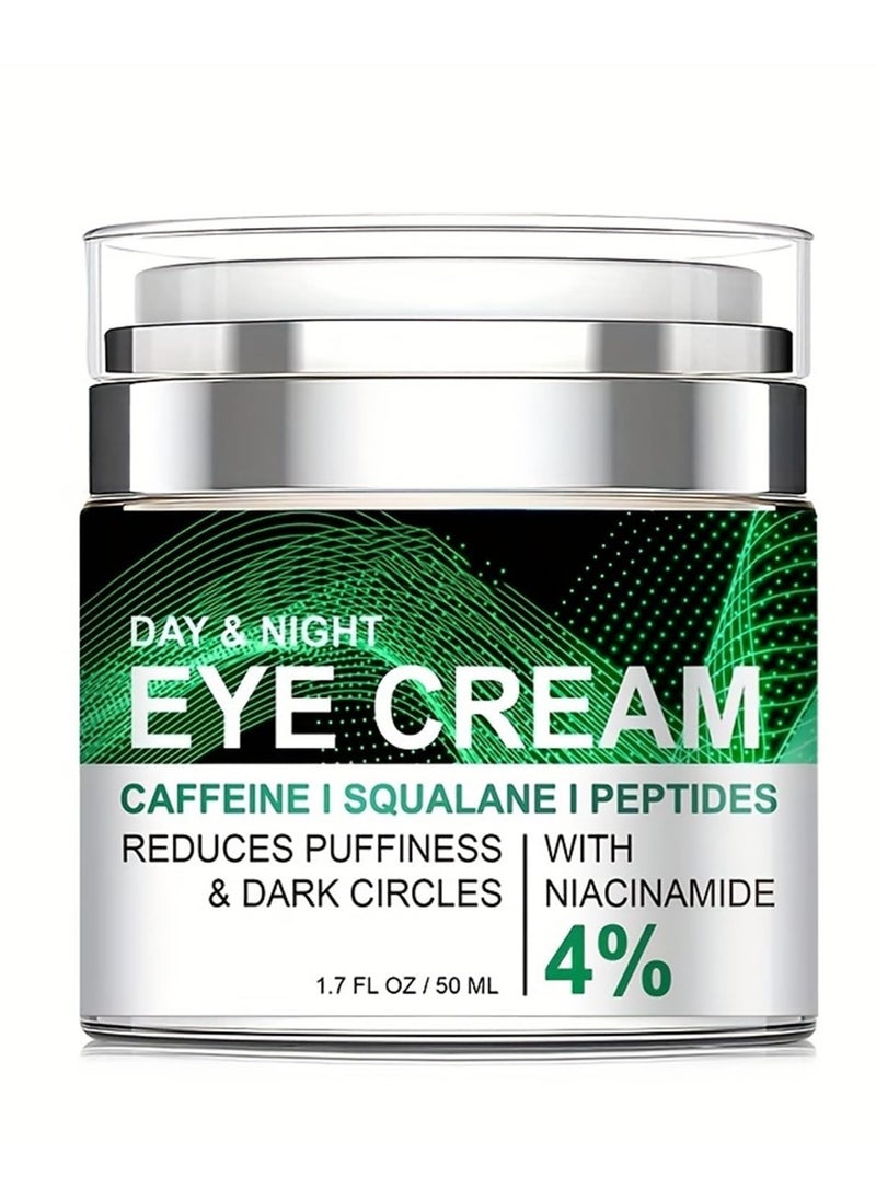 Caffeine Eye Cream for Puffiness and Bags Under Eyes Daily Anti-Wrinkle Cream Collagen Eye Cream Day and Night Peptide Eye Cream Reduce The Look Of Aging Line Smoothing Skin Care 1.7 FL OZ,1 Pack