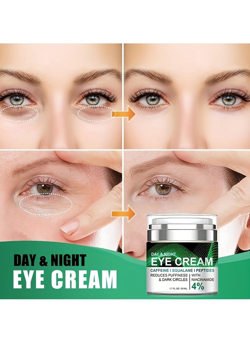 Caffeine Eye Cream for Puffiness and Bags Under Eyes Daily Anti-Wrinkle Cream Collagen Eye Cream Day and Night Peptide Eye Cream Reduce The Look Of Aging Line Smoothing Skin Care 1.7 FL OZ,1 Pack