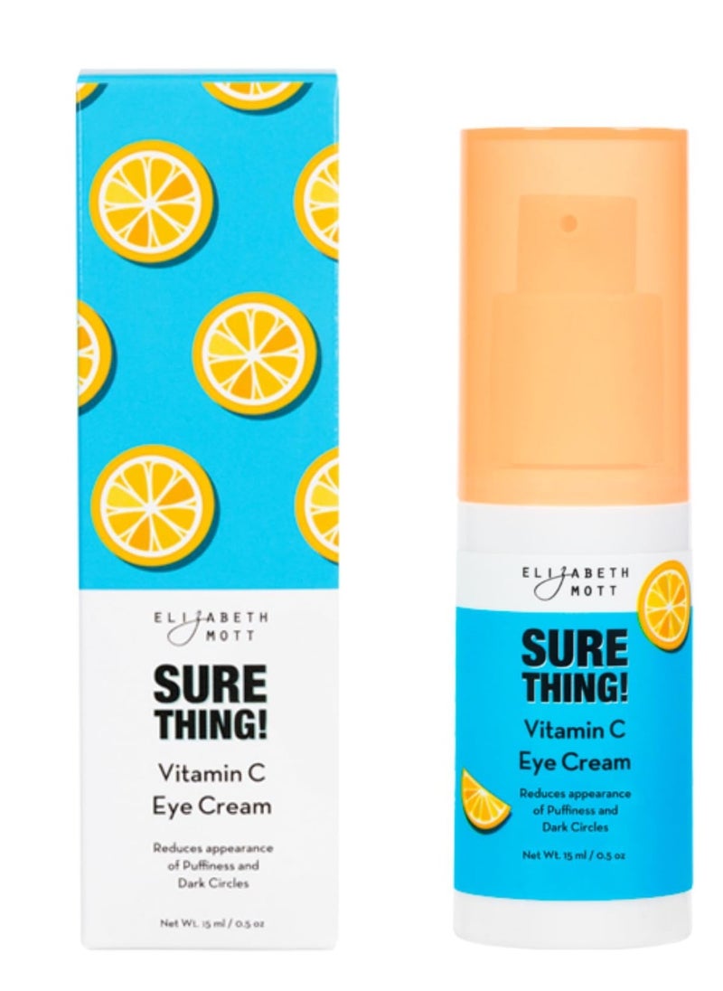 Elizabeth Mott Sure Thing Vitamin C Eye Cream – Hydrating, Brightening, Anti-Aging Eye Repair Treatment for Dark Circles & Puffiness – Vegan, Fragrance-Free, Cruelty-Free Skincare – 15ml (0.5oz)