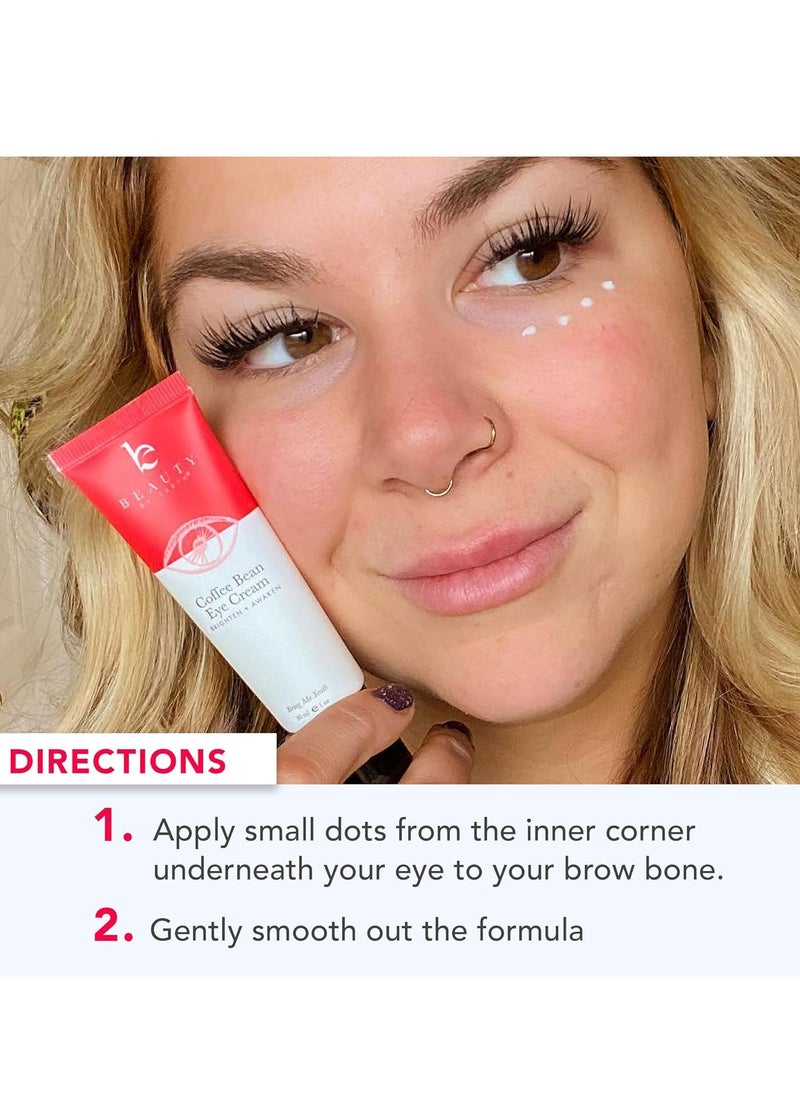 Beauty by Earth Caffeine Eye Cream for Puffiness & Bags Under Eyes - USA Made with Natural & Organic Ingredients, Under Eye Cream for Dark Circles with Glycerin & Vitamin E, Brightens & Refreshes