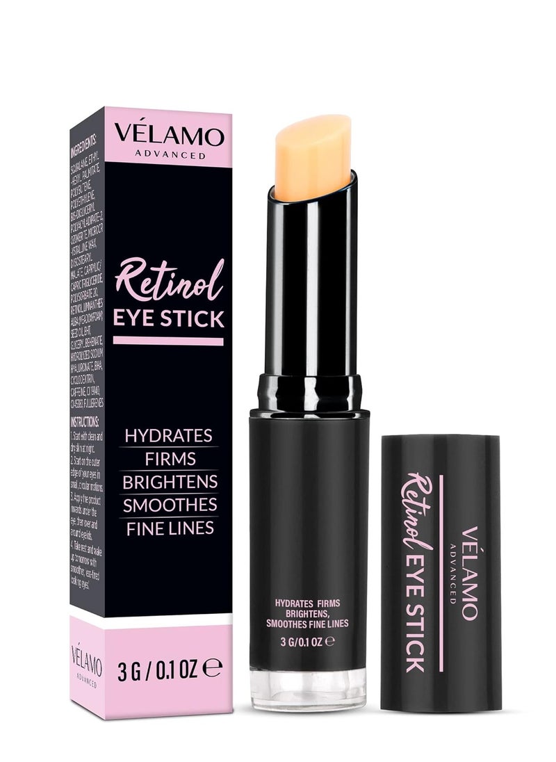 VELAMO ADVANCED Retinol Eye Stick: Retinol Eye Cream for Dark Circles and Puffiness with 1% Bakuchiol and Caffeine - Visibly Reduces Fine Lines Wrinkles Under Eye Bags with Upgraded Formula 0.1 OZ/3g