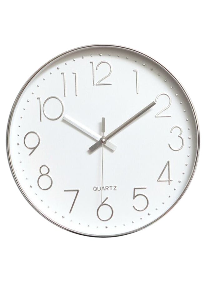 Round Wall Clock Silver/White 30 x 30centimeter