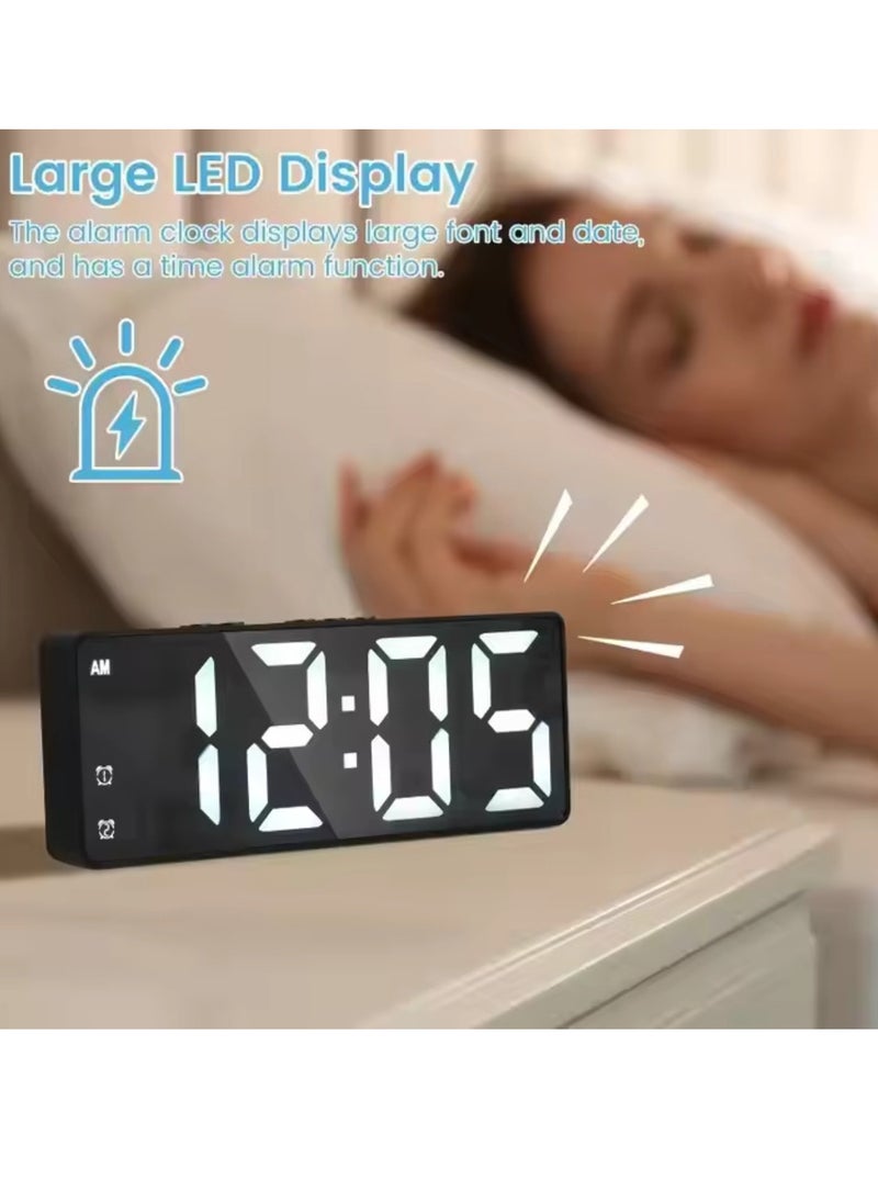 Smart Digital LED Alarm Clock with Voice Control, Temperature Display, Adjustable Brightness