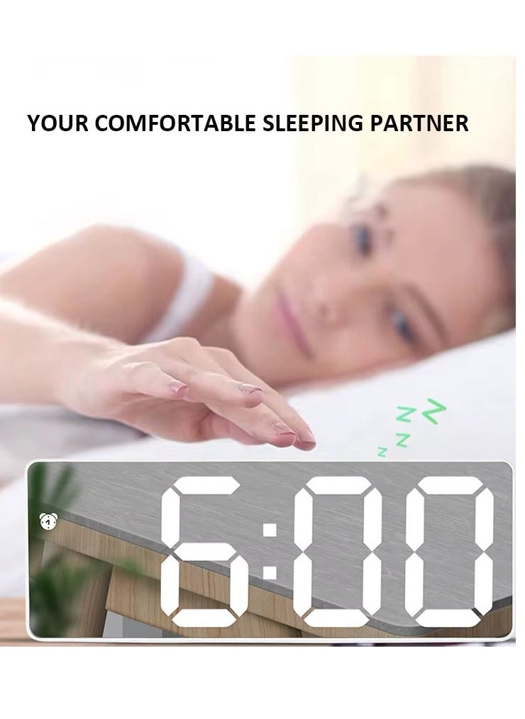 Smart Digital LED Alarm Clock with Voice Control, Temperature Display, Adjustable Brightness