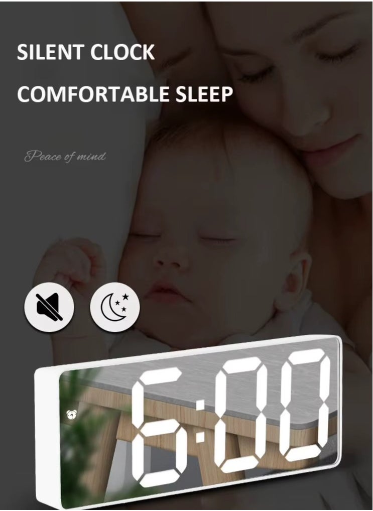 Smart Digital LED Alarm Clock with Voice Control, Temperature Display, Adjustable Brightness