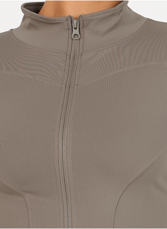 Seam & Thumbhole Detail Full Zip Up Jacket