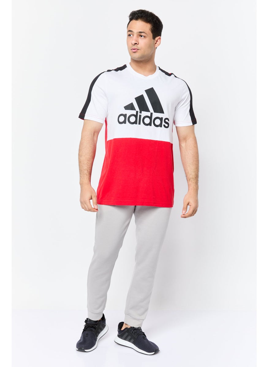 Men Sportswear Fit Short Sleeve Outdoor T-shirts, White/Red