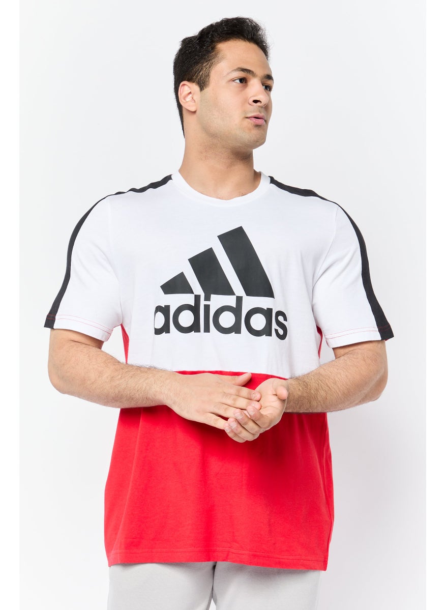 Men Sportswear Fit Short Sleeve Outdoor T-shirts, White/Red