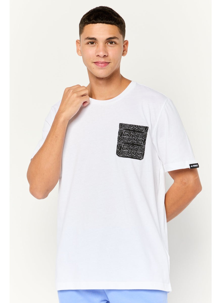Men Sportswear Fit Short Sleeves Running T-Shirt, White/Black