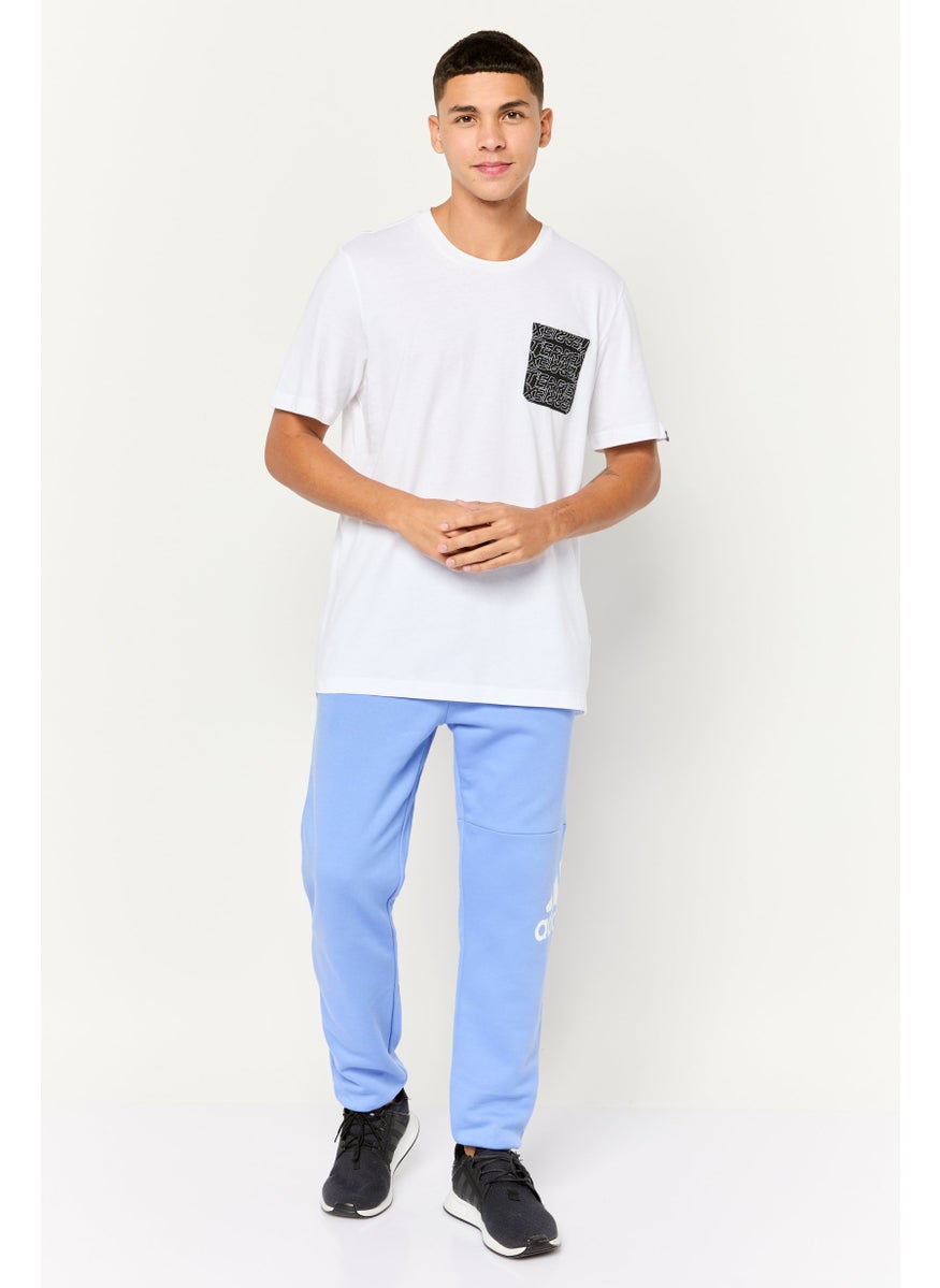 Men Sportswear Fit Short Sleeves Running T-Shirt, White/Black
