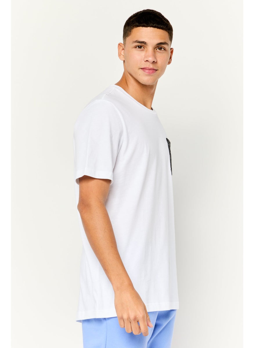 Men Sportswear Fit Short Sleeves Running T-Shirt, White/Black