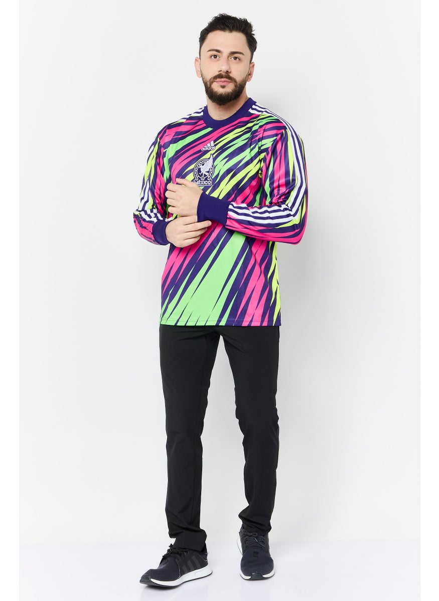 Men Sportswear Fit Long Sleeve Mexico Goalkeeper Football T-Shirt, Multicolor
