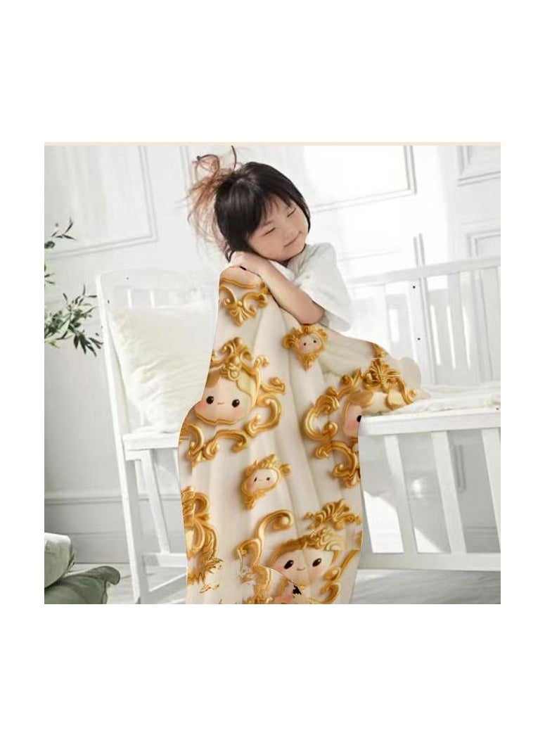 Children's or student cartoon flannel thin blanket (warm and comfortable, suitable for sleep, games) 100cm*150cm