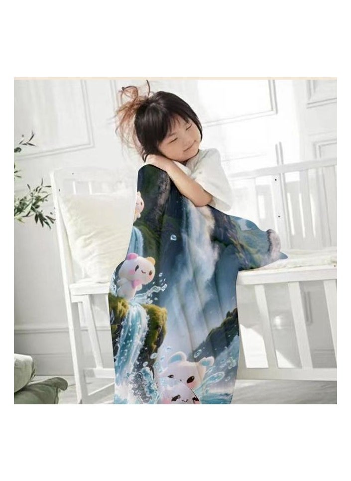 Children's or student cartoon flannel thin blanket (warm and comfortable, suitable for sleep, games) 100cm*150cm