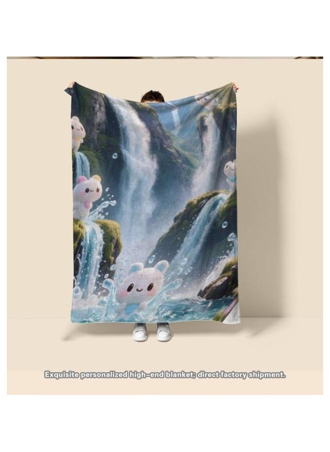 Children's or student cartoon flannel thin blanket (warm and comfortable, suitable for sleep, games) 100cm*150cm