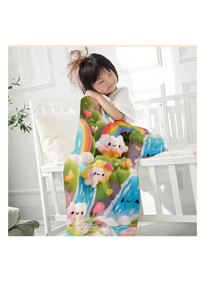 Children's or student cartoon flannel thin blanket (warm and comfortable, suitable for sleep, games) 100cm*150cm