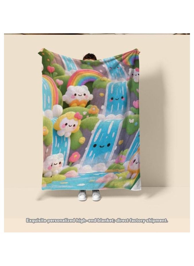 Children's or student cartoon flannel thin blanket (warm and comfortable, suitable for sleep, games) 100cm*150cm