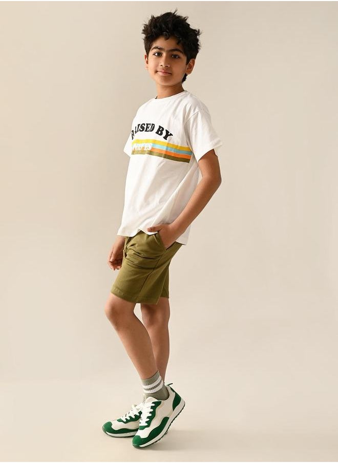 Graphic Printed T-shirt with Drawstring Short Set