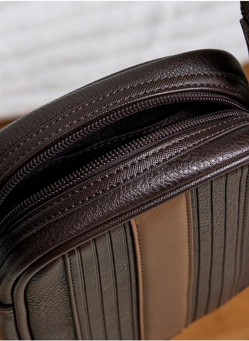 Evver Striped Pu Flight Bag
