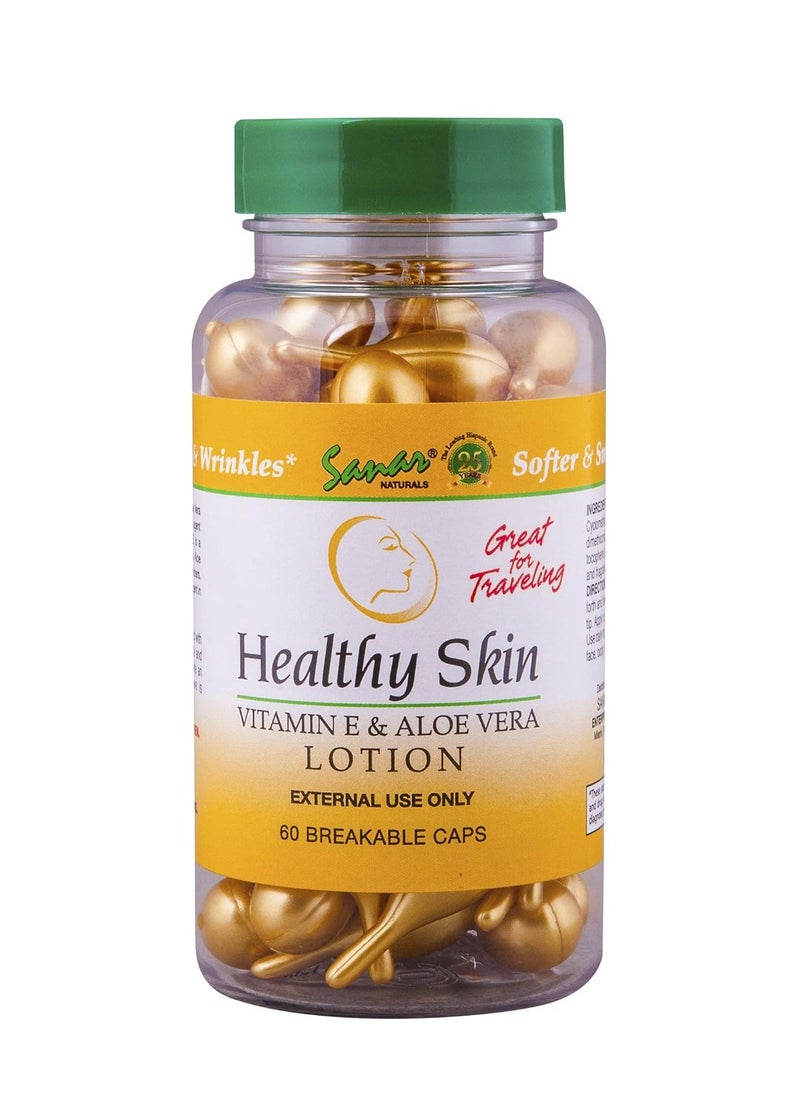 Sanar Naturals Healthy Skin Vitamin E and Aloe Vera Moisturizer Ampoules - Body Lotion for Dry Skin, Face, Hands - Travel Size Serum for Women and Men, 60 Capsules