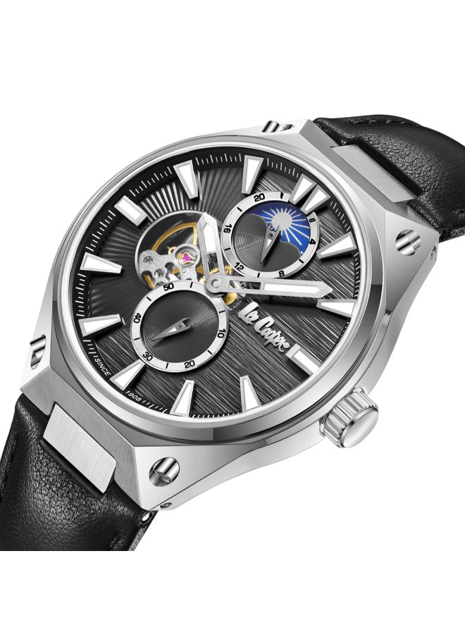 LEE COOPER LC08122.351 Men Automatic Display Watch & Leather Strap Black