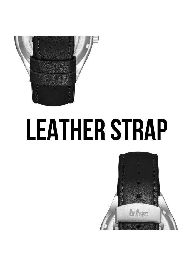 LEE COOPER LC08122.351 Men Automatic Display Watch & Leather Strap Black