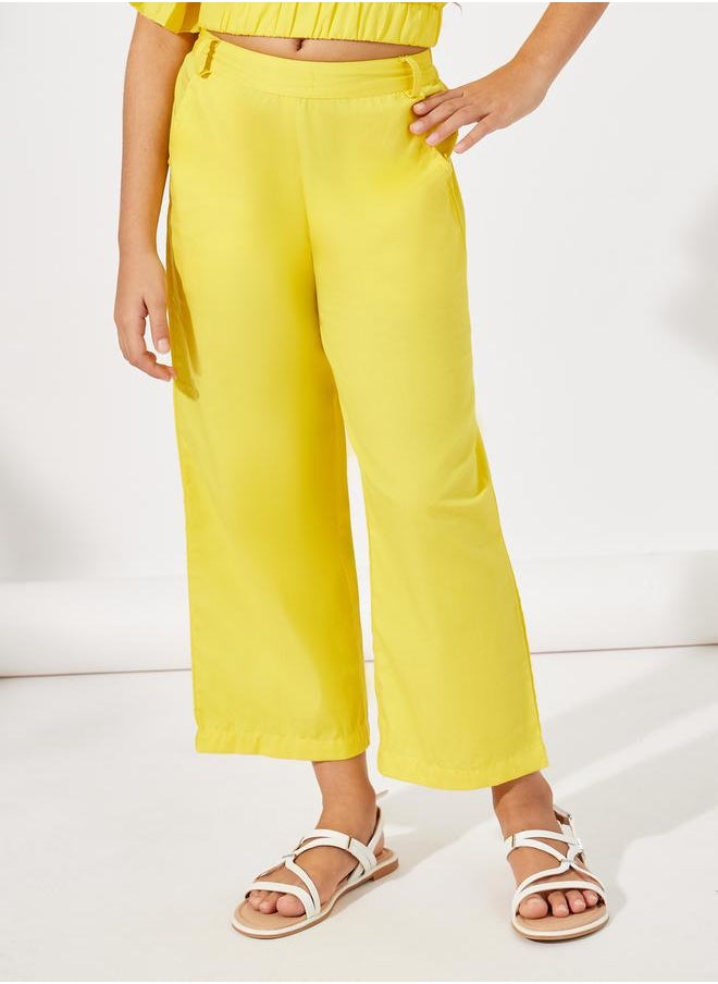 Layered Sleeve Crop Top & Wide Leg Pants Set