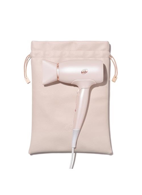 T3 Afar Lightweight Travel-Size Hair Dryer with Auto Dual Voltage, Folding Handle and Storage Bag, Fast Drying, Lightweight and Ergonomic, Frizz Smoothing, Multiple Heat and Speed Combinations