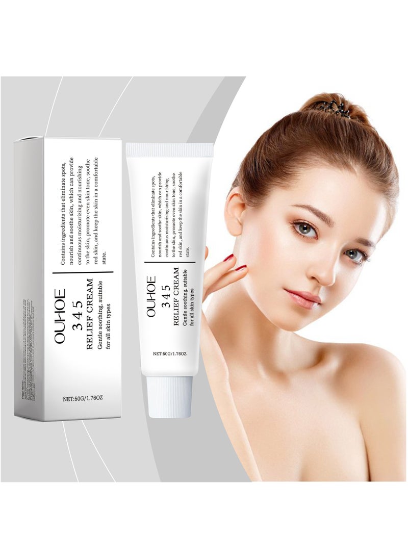 345 Relief Cream Daily Face Moisturizer Blemish Relief Care Soothing Recovery & Moisture with Niacinamide, Panthenol Vegan Skincare for All Skin Types 1.7 Fl Oz. 50ml