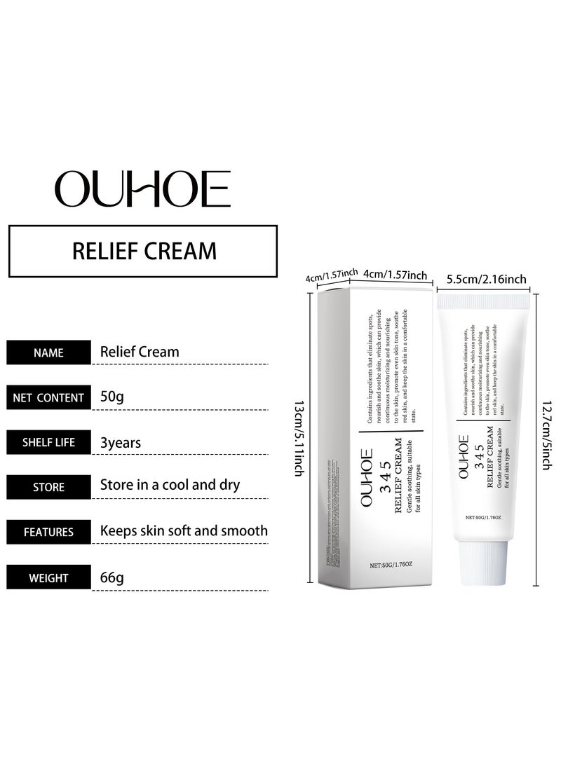 345 Relief Cream Daily Face Moisturizer Blemish Relief Care Soothing Recovery & Moisture with Niacinamide, Panthenol Vegan Skincare for All Skin Types 1.7 Fl Oz. 50ml