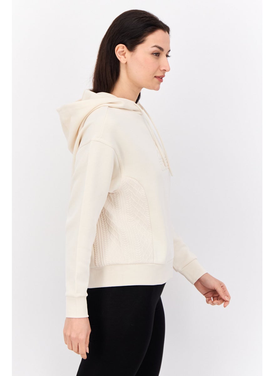 Women Sportswear Fit Long Sleeve Outdoor Hoodies, Cream