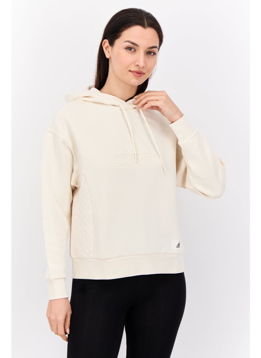 Women Sportswear Fit Long Sleeve Outdoor Hoodies, Cream