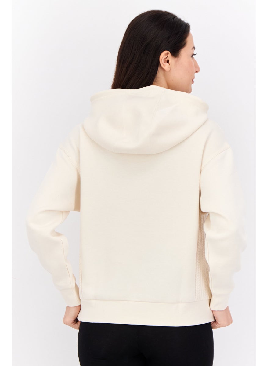 Women Sportswear Fit Long Sleeve Outdoor Hoodies, Cream