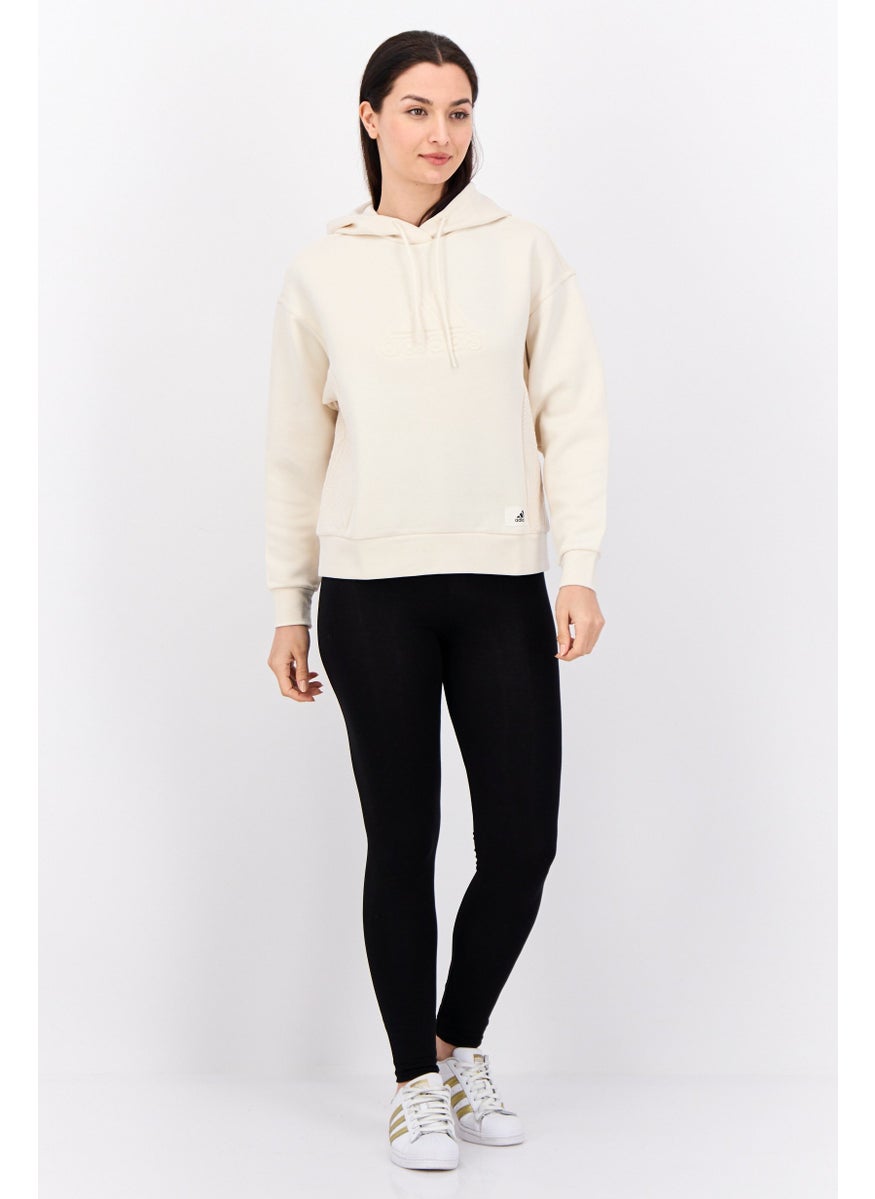 Women Sportswear Fit Long Sleeve Outdoor Hoodies, Cream
